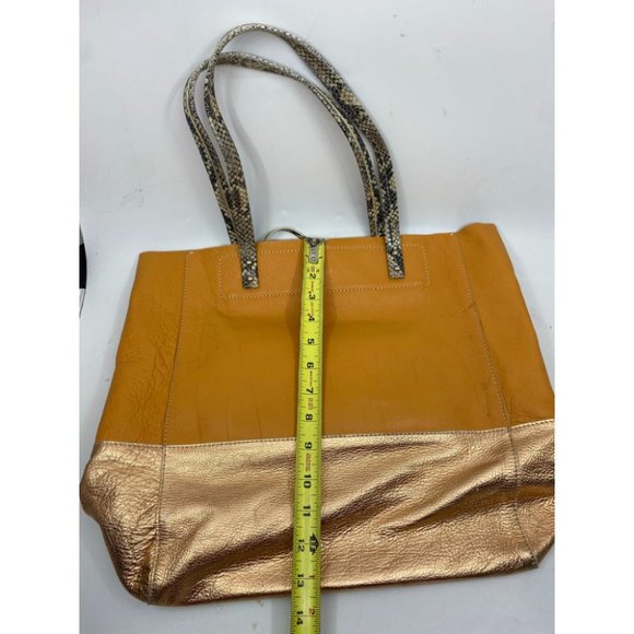 Rafe Women's Orange Gold Leather Handbag - Picture 13 of 14